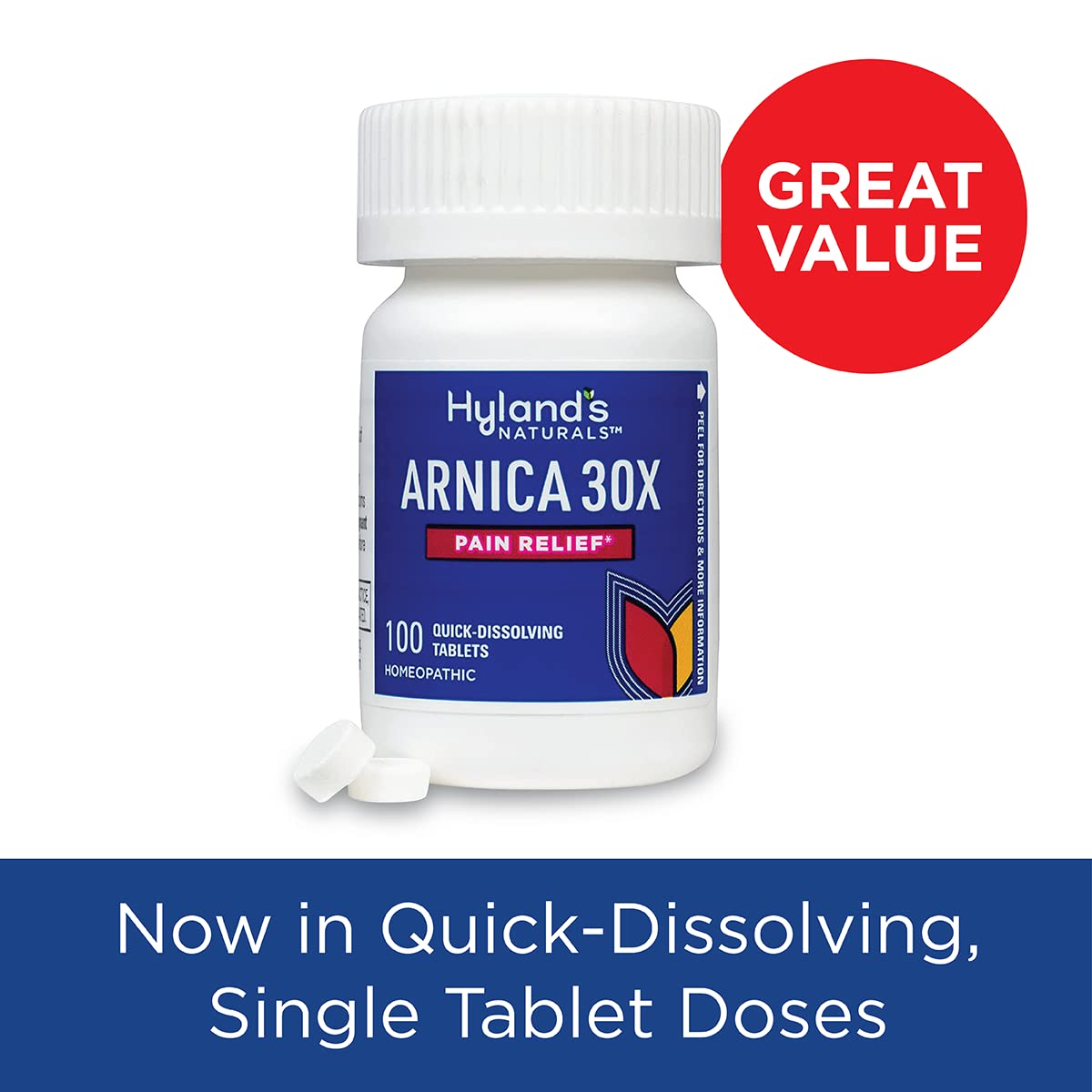 Hyland's Arnica Montana 30x Tablets, Natural Relief of Bruises, Swelling and Muscle Soreness, Quick Dissolving Tablets (Pack of 1, 50 Count Total) Hyland'sAu supplements