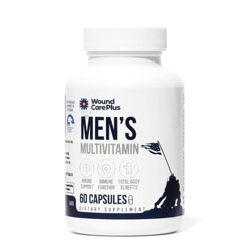 Wound Care Plus Men's Multivitamin – Comprehensive Vitamin & Mineral Blend with Vitamins A, B, C, D, E, Zinc – Supports Immune Health, Energy & Skin Wellness – 60 Capsules – Non-GMO, Gluten-Free WOUND CAREPLUSAu supplements