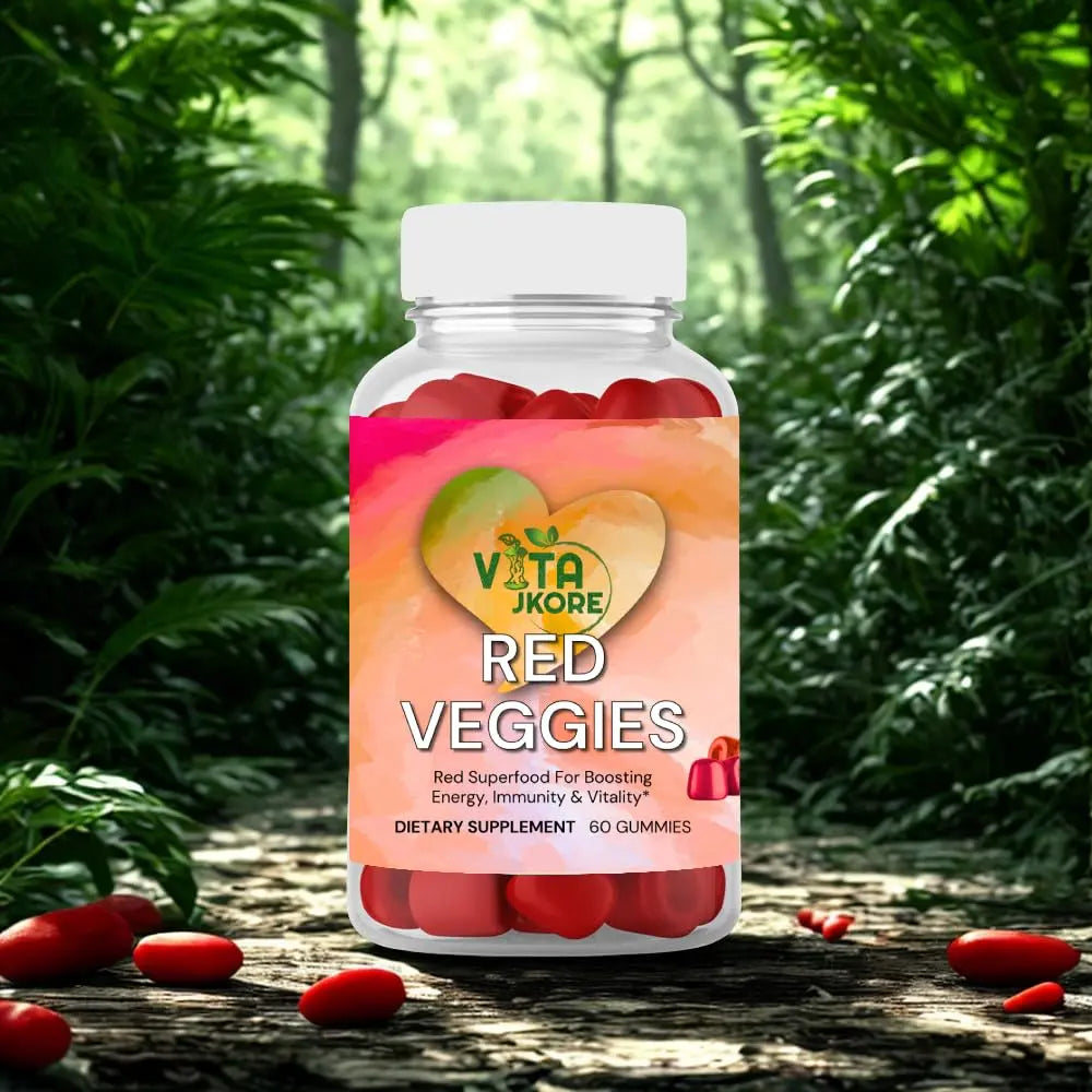 VITA JKORE Red Veggies Superfood Gummies, Energy & Immunity Booster, 60 Count Dietary Supplement, Natural Beetroot Blend VITA JKOREnz supplements