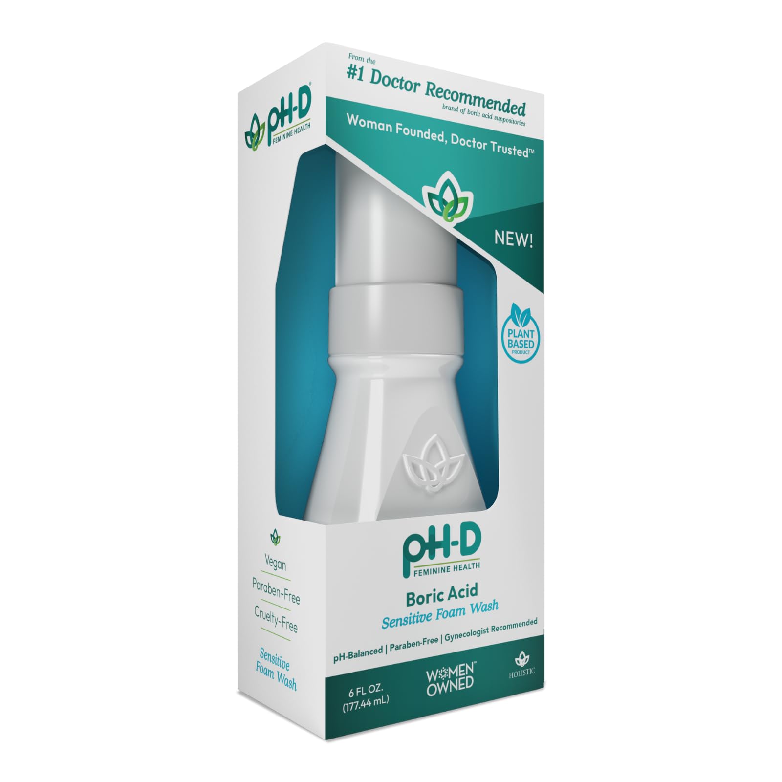 pH-D Feminine Health - Boric Acid Foam Wash - pH-Balanced, Paraben-Free, and Plant-based pH-D Feminine Health SupportAu supplements