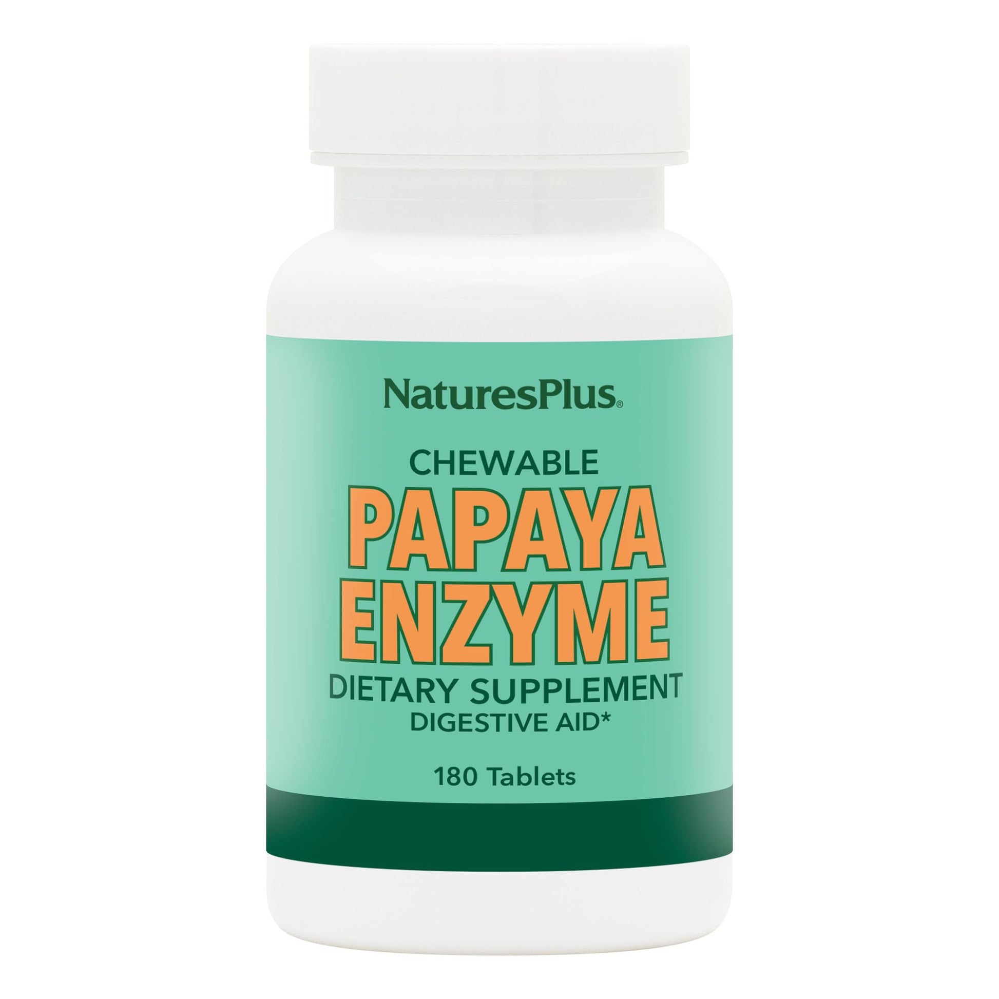 NaturesPlus Papaya Enzyme - 180 Chewable Tablets - Digestive Aid Supplement with Amylase & Protease - Helps Reduce Gas, Bloating, Stomach Upset & Discomfort - Vegan, Gluten Free - 180 Servings NaturesPlusAu supplements