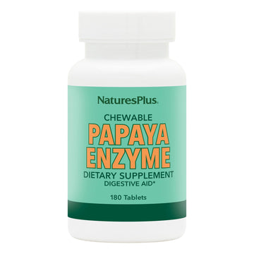 NaturesPlus Papaya Enzyme - 180 Chewable Tablets - Digestive Aid Supplement with Amylase & Protease - Helps Reduce Gas, Bloating, Stomach Upset & Discomfort - Vegan, Gluten Free - 180 Servings NaturesPlusAu supplements