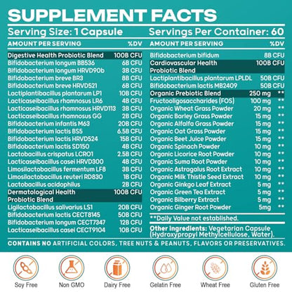 Probiotics for Women & Men - 300 Billion CFU & 24 Strains Probiotic with 15 Organic Herbs CfufulUS supplements