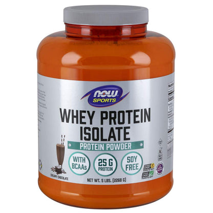 NOW Sports Nutrition, Whey Protein Isolate, 25 G With BCAAs, Creamy Chocolate Powder NOWUS supplements