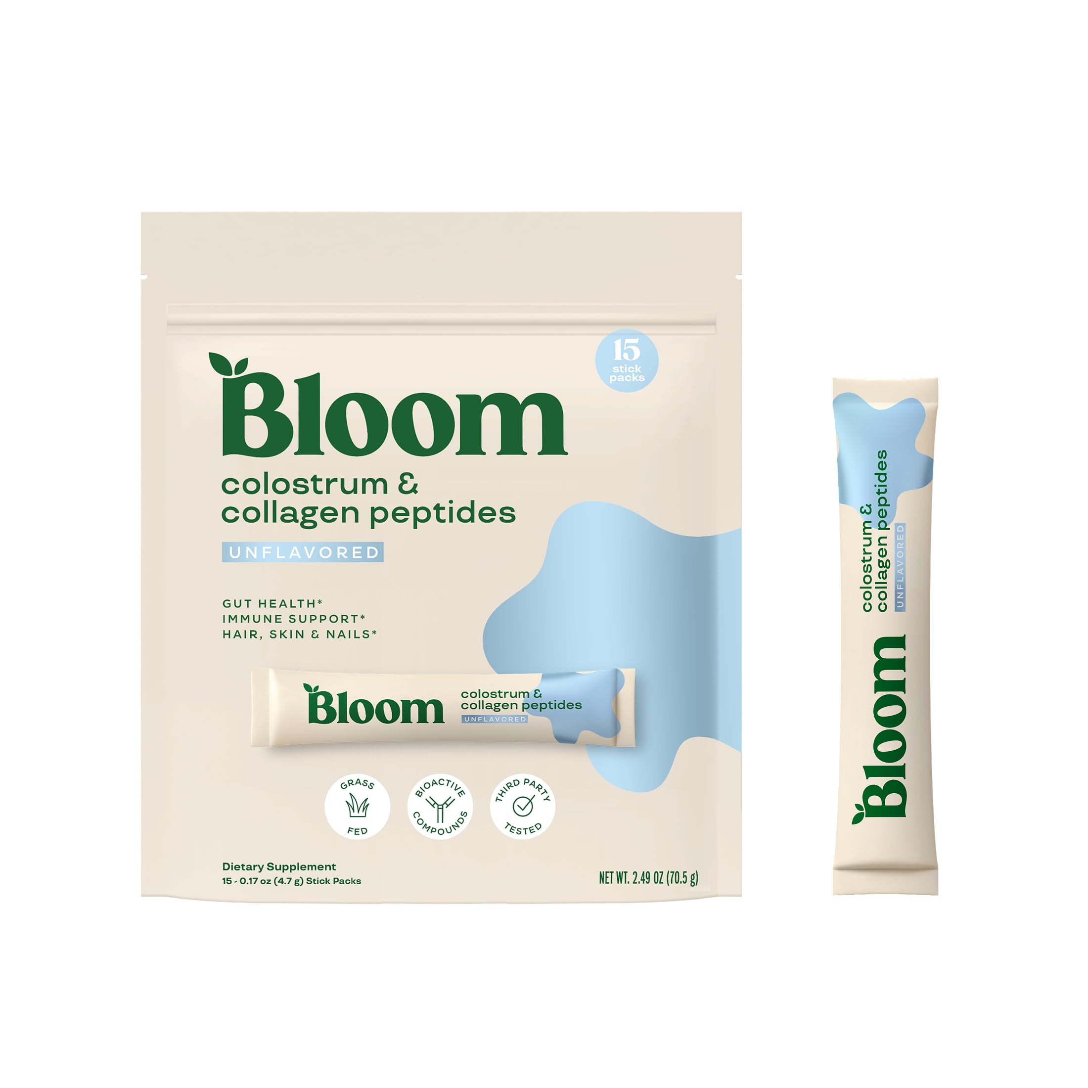 Bloom Nutrition Bovine Colostrum Powder Packet, Gut Health, Immune Support, Hair Growth & Beauty Supplement, Gluten Free, Sugar Free | Unflavored, 15 Servings Bloom NutritionAu supplements