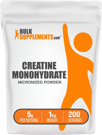 BulkSupplements.com Creatine Monohydrate Powder - Micronized Creatine Powder, Unflavored - Pure & Gluten Free, 5g (5000mg) per Servings, 1kg (2.2 lbs) (Pack of 1) BulkSupplementsAu supplements