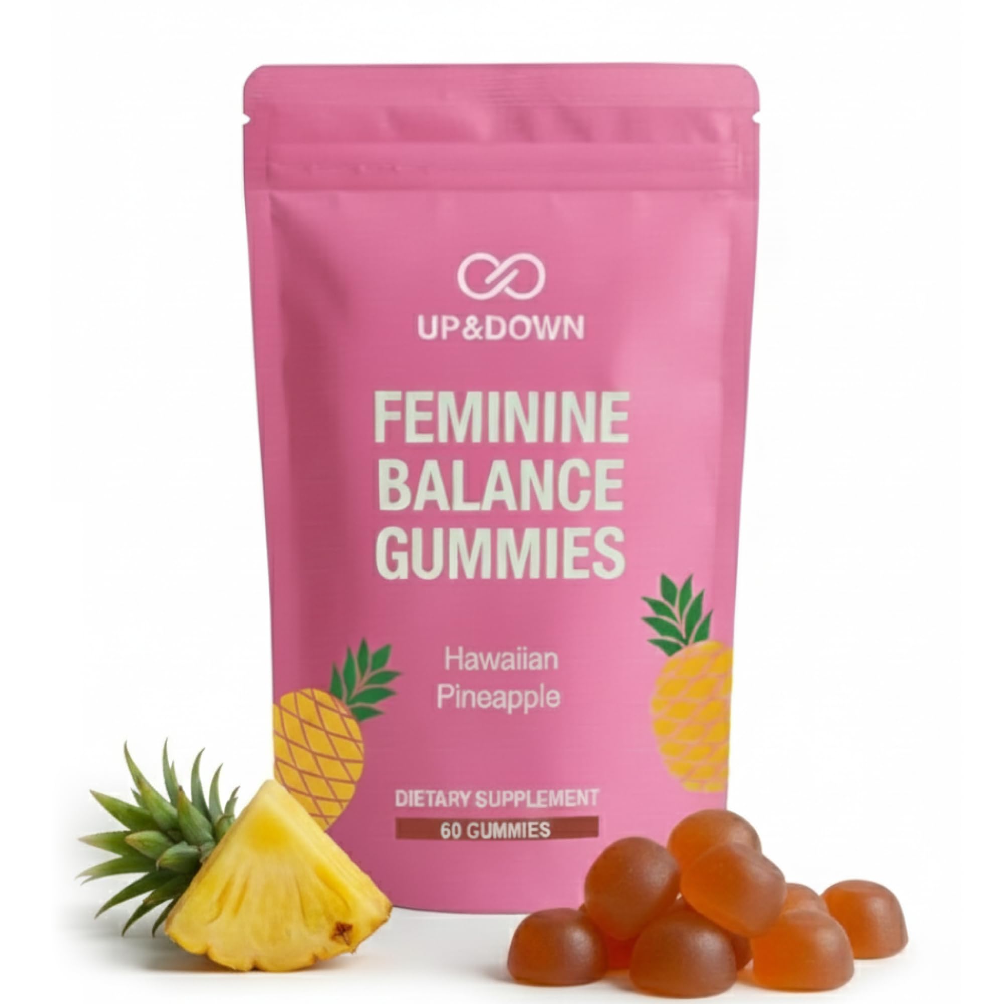 Up&Down Supplements Premium Feminine Balance Gummies for Women | PMS Relief, Mood & Cycle Support | Pineapple + Vitamin C | Ashwagandha & Chasteberry | Vegan, Non-GMO, Gluten Free | 60 Gummies Up&Down SupplementsAu supplements