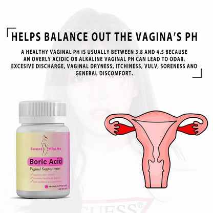 Sweet Mini Me 600mg Boric Acid Suppositories – Natural Vaginal Health Support for Women – pH Balance, Odor & Itch Relief – 30 Count Capsules GenericUS supplements