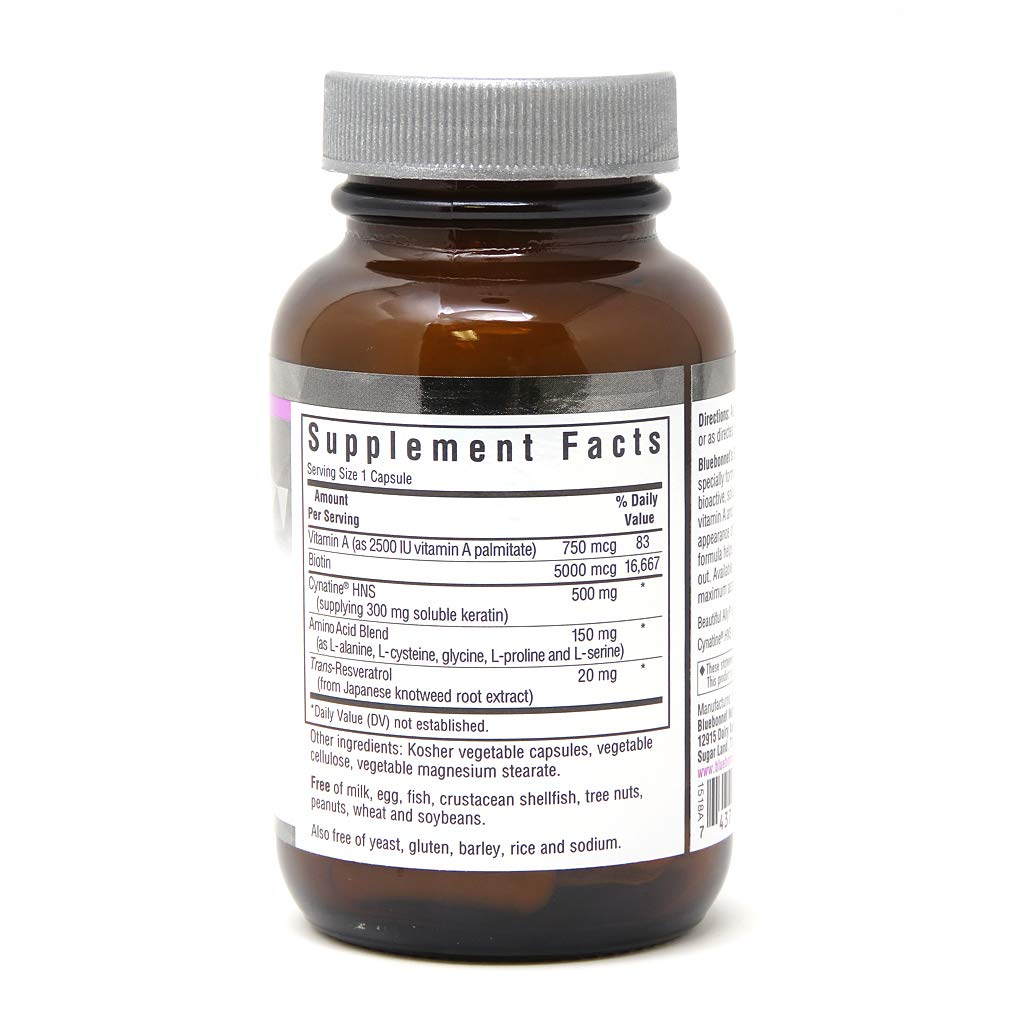 Bluebonnet Nutrition Beautiful Ally Keratin Care, Beauty Nutrient, Best for Hair, Strengthen and Revitalize Hair*, Non GMO, Gluten Free, Soy Free, Milk Free, 30 Vegetable Capsules, 30 Servings BlueBonnetAu supplements