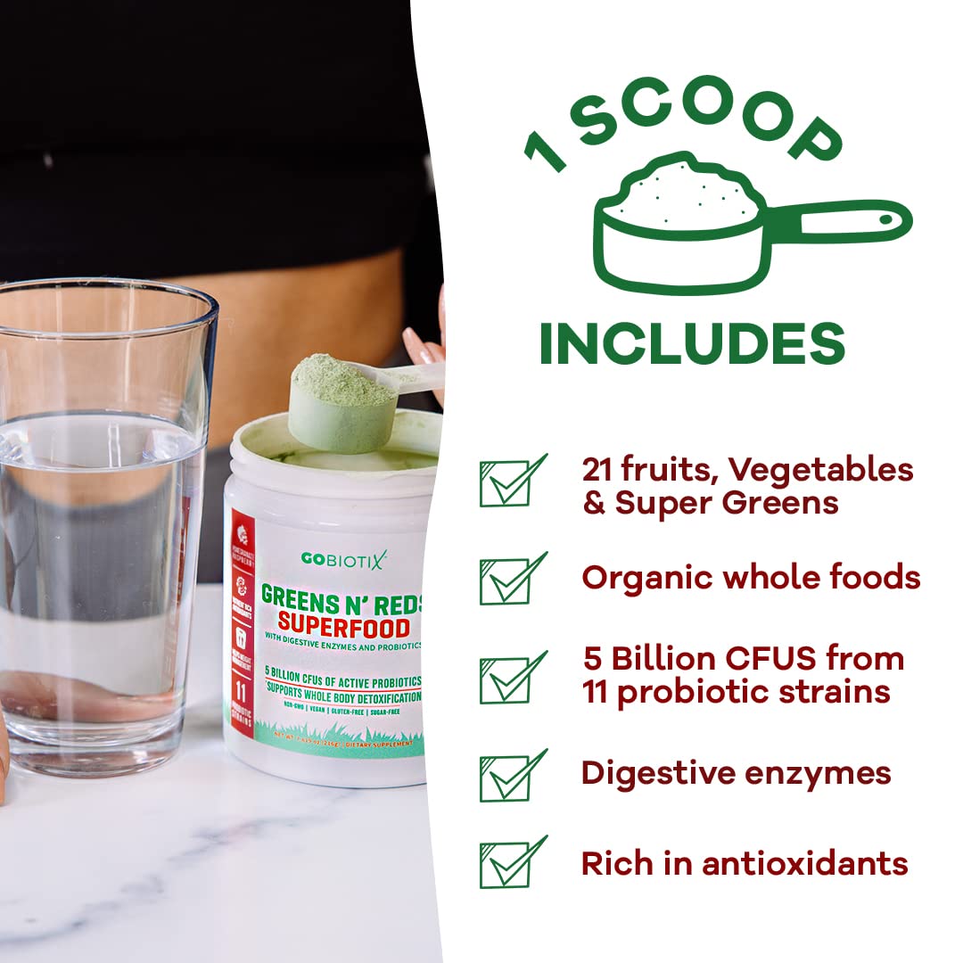 GOBIOTIX Super Greens Powder with Organic Spirulina - Superfood Supplement GOBIOTIXUS supplements