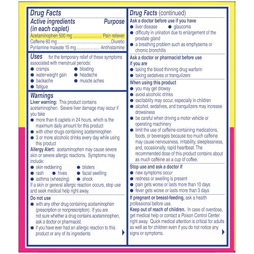 Midol Complete On The Go Caplets with Acetaminophen for Menstrual Symptom Relief, Period Cramp and Menstrual Pain Relief, 50 Count (25 Pouches of 2) MidolAu supplements