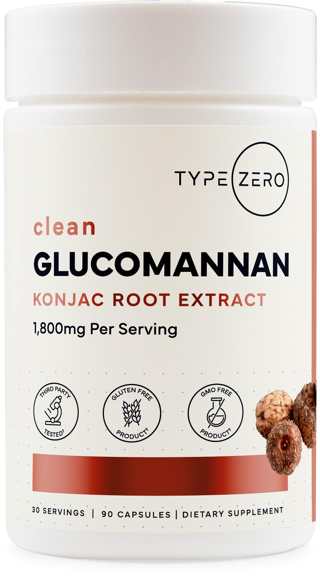 Type Zero Clean Glucomannan Konjac Root Extract (90 Capsules)(1,800 MG Per Serving) - 30 Servings, Non-GMO, Gluten Free Type ZeroUS supplements