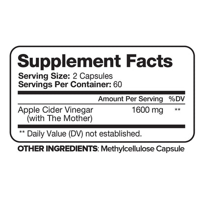Nutrivein Apple Cider Vinegar Capsules with Mother - 1600mg - 120 Vegan NutriveinUS supplements