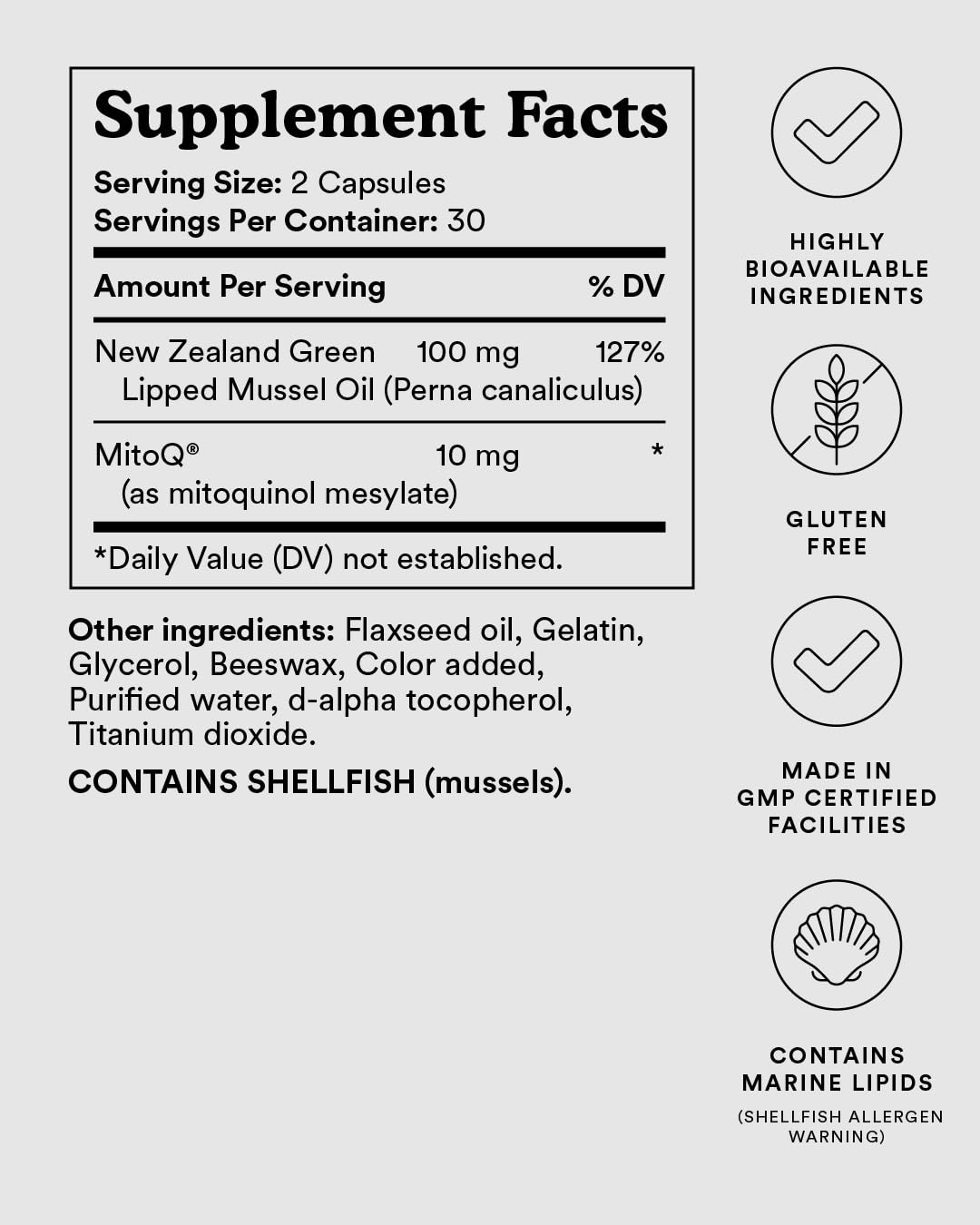 MitoQ +Joint Advanced CoQ10 Antioxidant Supplement - Contains Mitoquinol Mesylate & Green Lipped Mussel Omega Oil Extract - Supports Healthy Joint, Mobility and Cell Vitality (60 Softgel Capsules) MitoQAu supplements