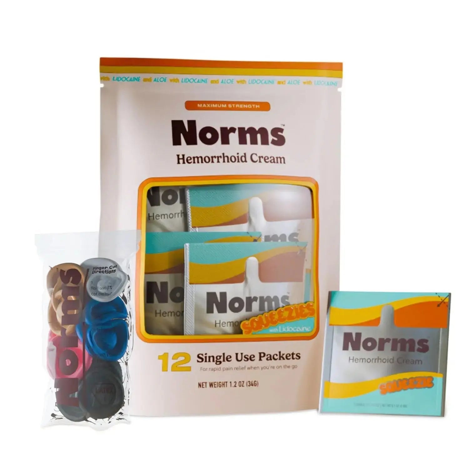 Norms Squeezies Lidocaine Hemorrhoid Cream, Discreet Single Use Travel Packets, 5% Lidocaine, Phenylephrine, Aloe and Glycerin – Numbing, Soothing & Swelling Relief On the Go, 12 Count NormsAu supplements