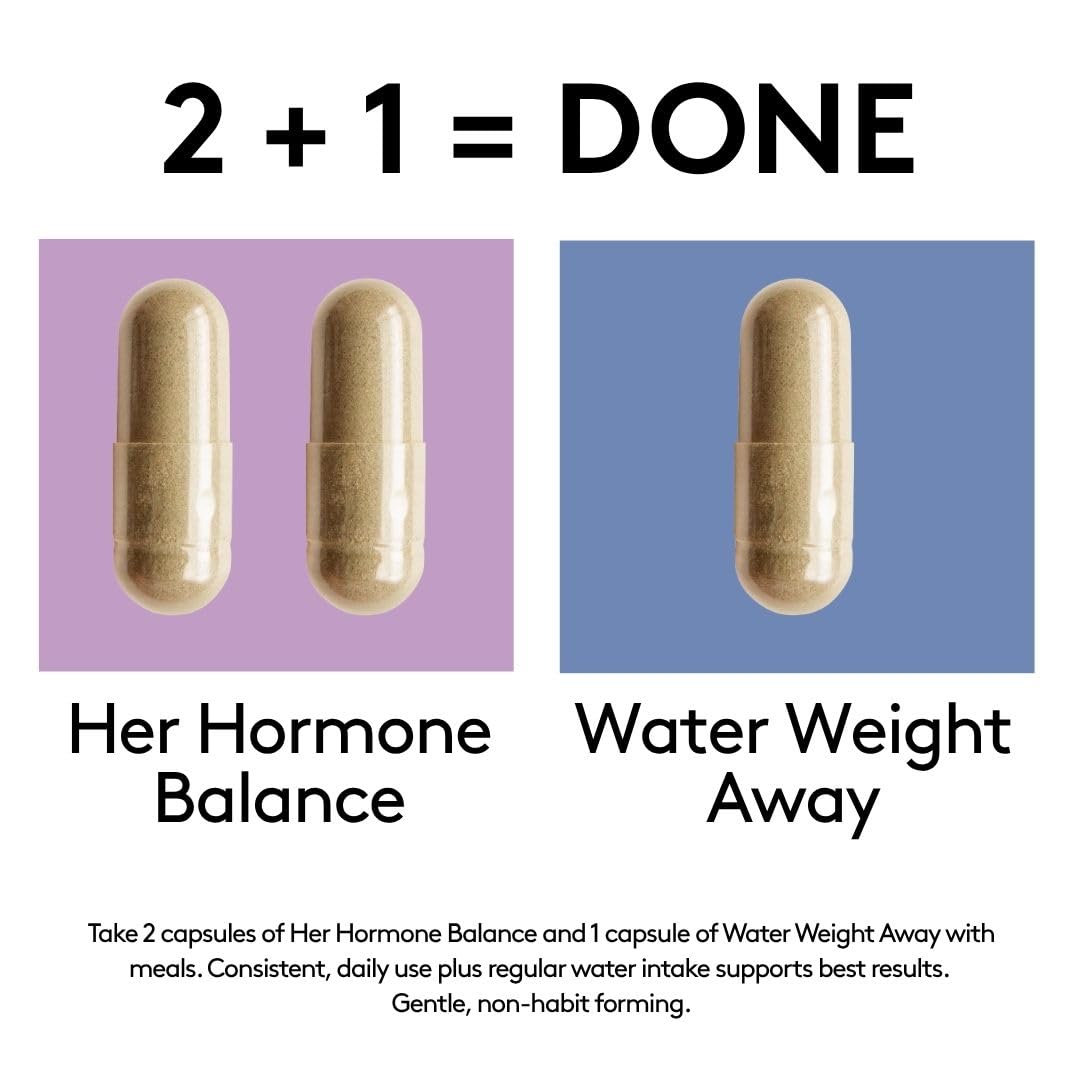Youth & Tonic PMS & Menopause Bloating Relief Duo – Support for Puffiness, Hormonal Balance & Fluid Retention – Her Hormone Balance + Water Weight Away Natural Herbs for Women, 90 Capsules Youth & TonicAu supplements