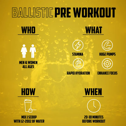 BALLISTIC Pre Workout | #1 New Pre Workout Powder w/ Nitric Oxide Booster, Electrolytes EPN SupplementsUS supplements