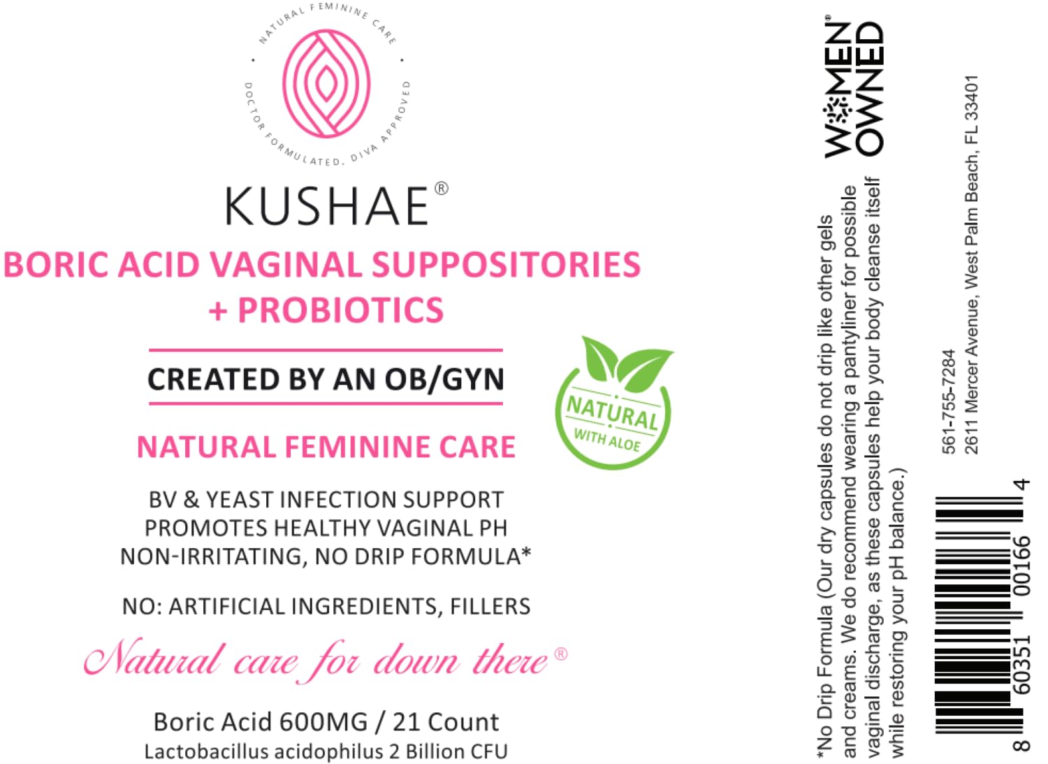 Kushae Boric Acid Suppositories with Applicator, All-Natural Boric Acid Suppositories for Women KushaeAu supplements
