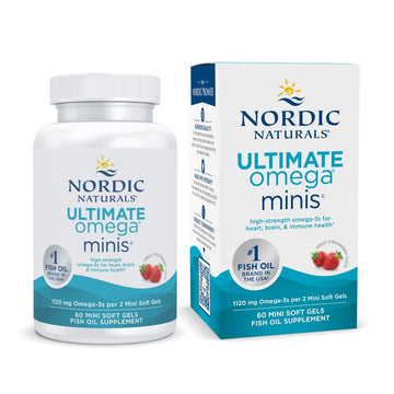 Nordic Naturals Ultimate Omega Minis, Strawberry Flavor - 60 Minis Soft Gels - 1120 mg Omega-3 - High-Potency Fish Oil Supplement - EPA & DHA - Promotes Brain & Heart Health - 30 Servings Nordic NaturalsAu supplements