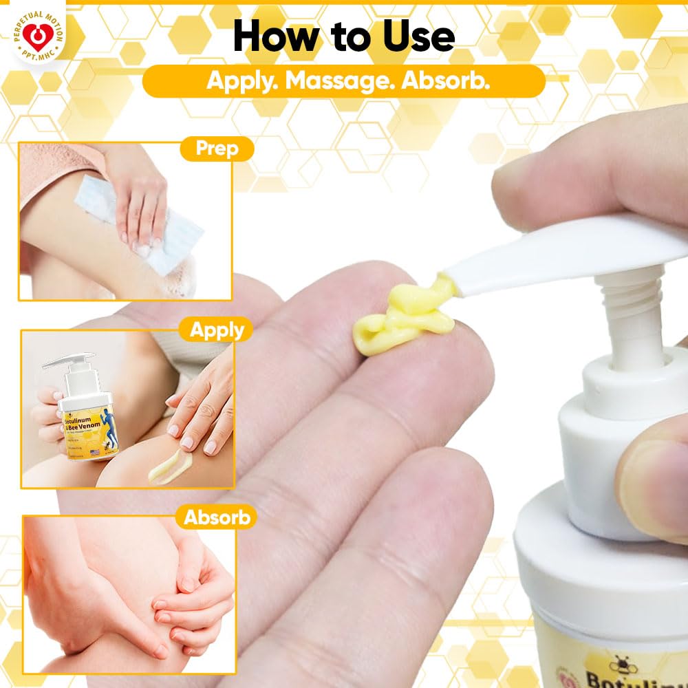 PPT.MHC Bee Venom Warming Cream with Pump - Massage Body Rub with Ginger, Peppermint & Black Pepper - Premium Bee Venom Lotion for Back, Legs & Feet - Everyday Non-Greasy 3.5oz Cream PPT.MHCAu supplements