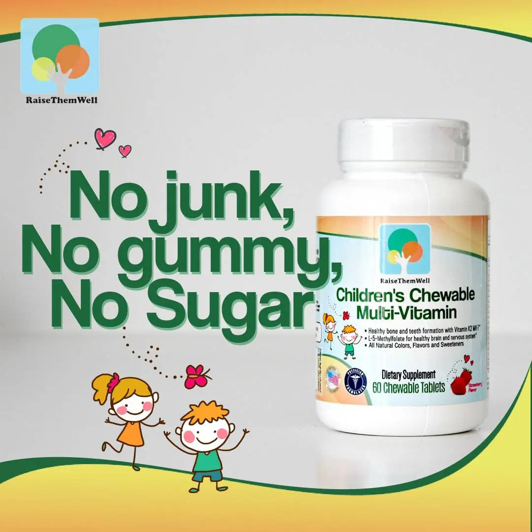 Raise Them Well Tasty Chewable Kids Multivitamin, All-Natural Colors, Flavors & Sweeteners, Daily Essential Vitamins for Children, Easy-to-Chew Vitamins, Strawberry Raise Them WellAu supplements