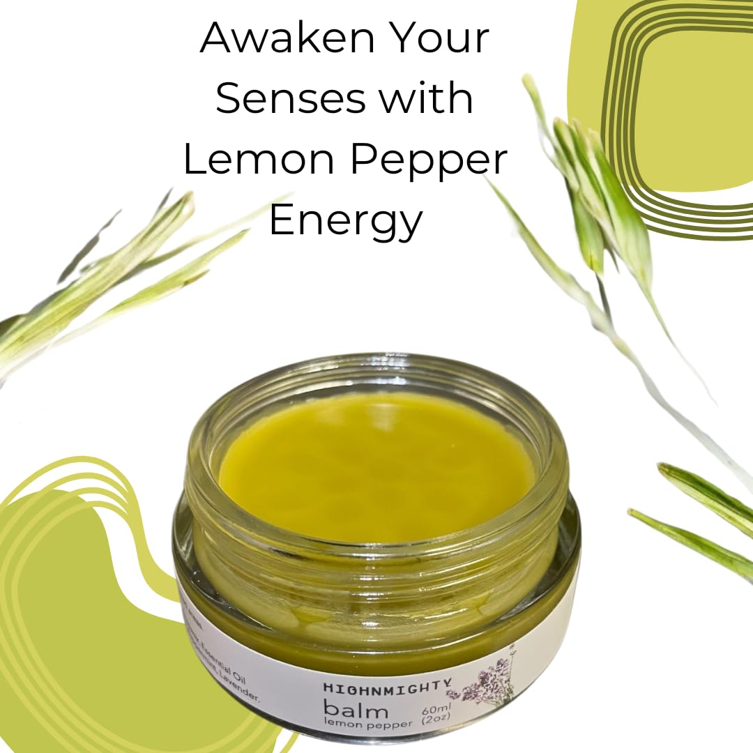 Highnmighty Maximum Strength Lemon Pepper Hemp Balm Salve | Daytime Relief, Relaxing, Natural, Fast-Acting Topical Cream for Muscle Joint Back Knee Shoulder Neck Elbow Hand Foot Relief, 60ml (2oz) HighnmightyAu supplements