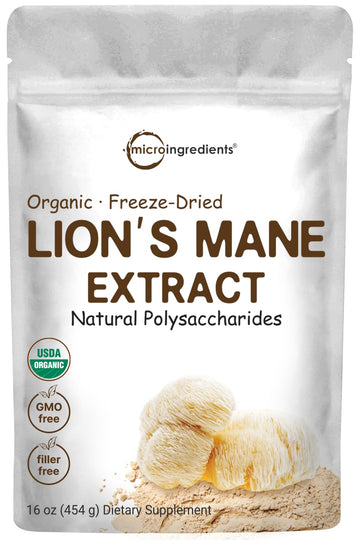 Micro Ingredients Organic Lions Mane Mushroom Supplement Powder 16 Ounce Micro IngredientsAu supplements