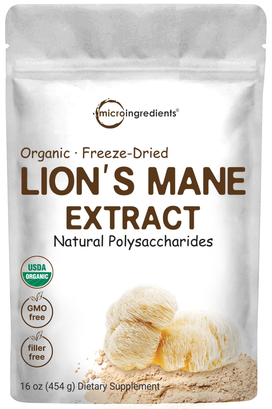 Micro Ingredients Organic Lions Mane Mushroom Supplement Powder 16 Ounce Micro IngredientsAu supplements