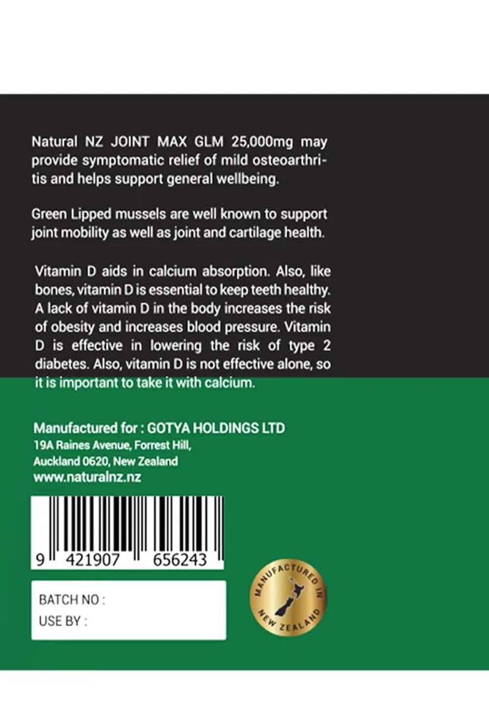Natural NZ GLM (Green Lipped Mussel) Joint Max 25000 180 Capsuels (1) Natural NZAu supplements