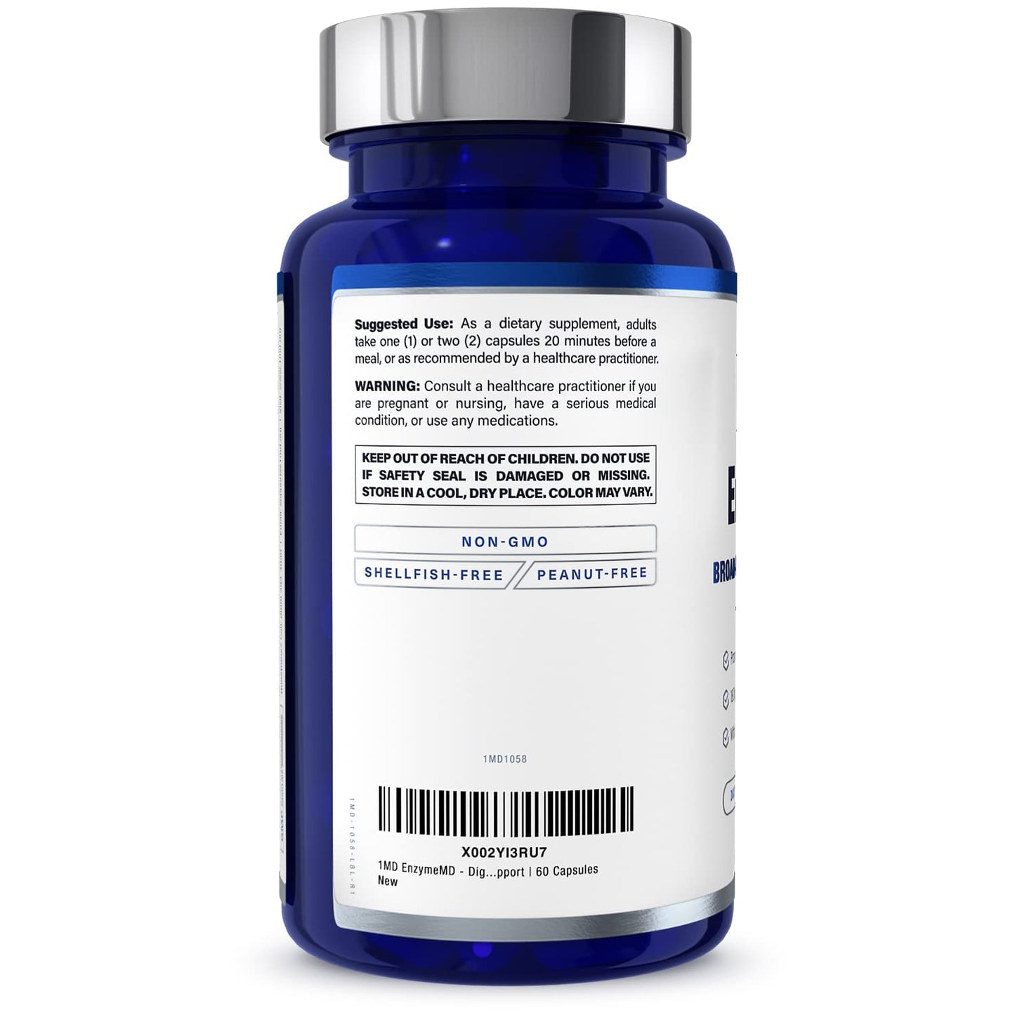 1MD Nutrition EnzymeMD - Digestive Enzymes Supplement - Doctor Formulated | 18 Plant-Based Enzymes - Gas & Bloating Support | 60 Capsules 1MD NutritionUS supplements