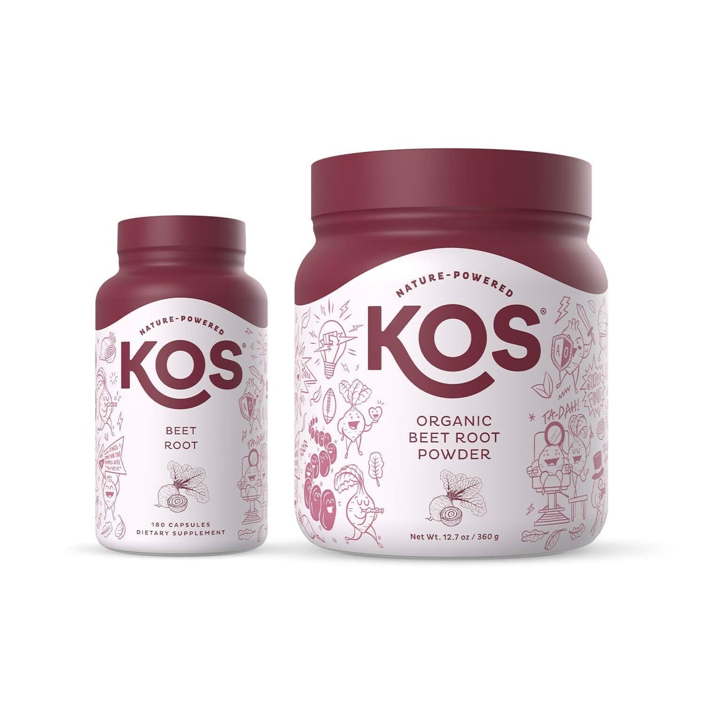 KOS Organic Beet Root Powder + Organic Beet Root Capsules Bundle KOSUS supplements