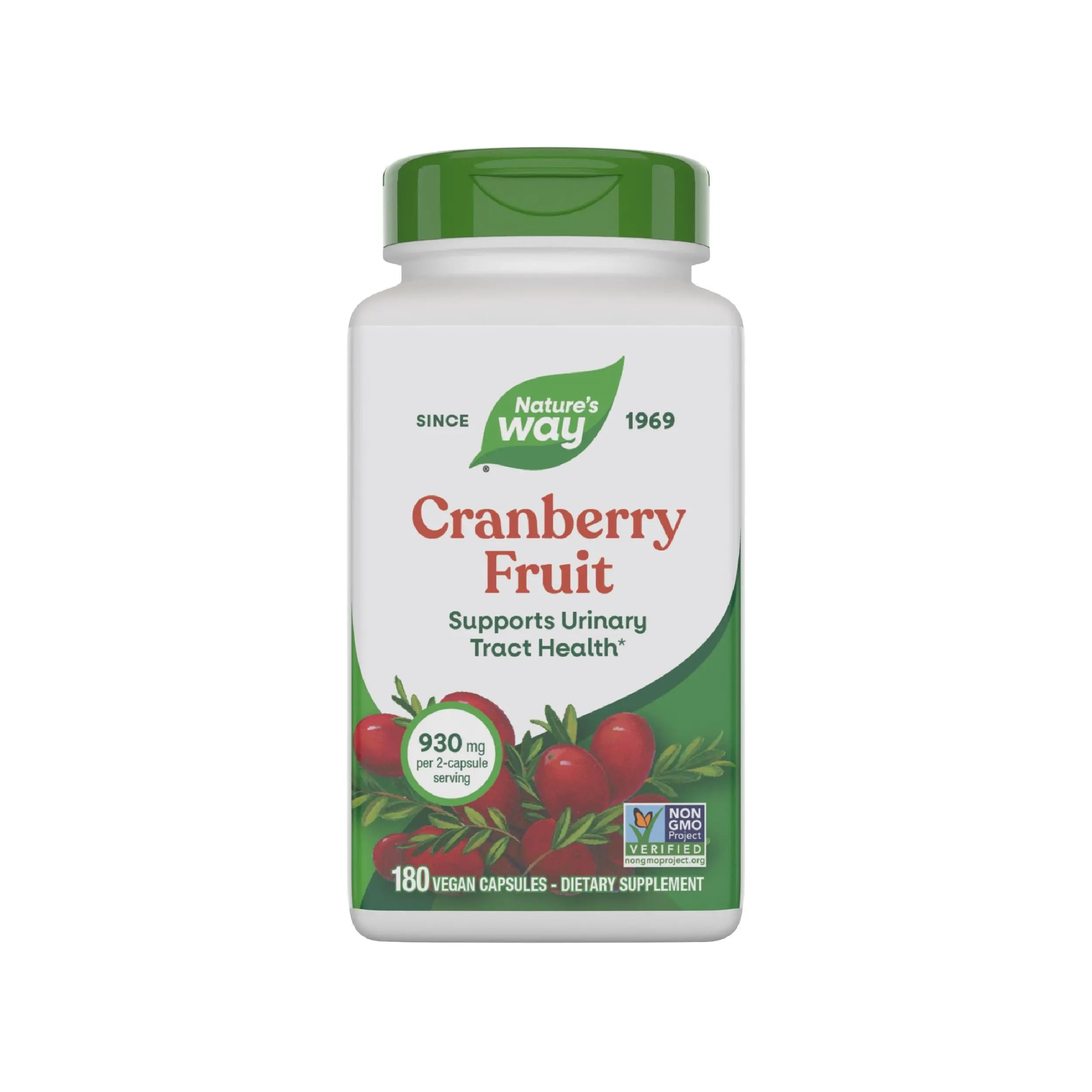 Nature's Way Cranberry Fruit, Cranberry Supplements, Supports Urinary Tract Health*, 930 mg per 2-Capsule Serving, 180 Capsules (Packaging May Vary) Nature's WayAu supplements