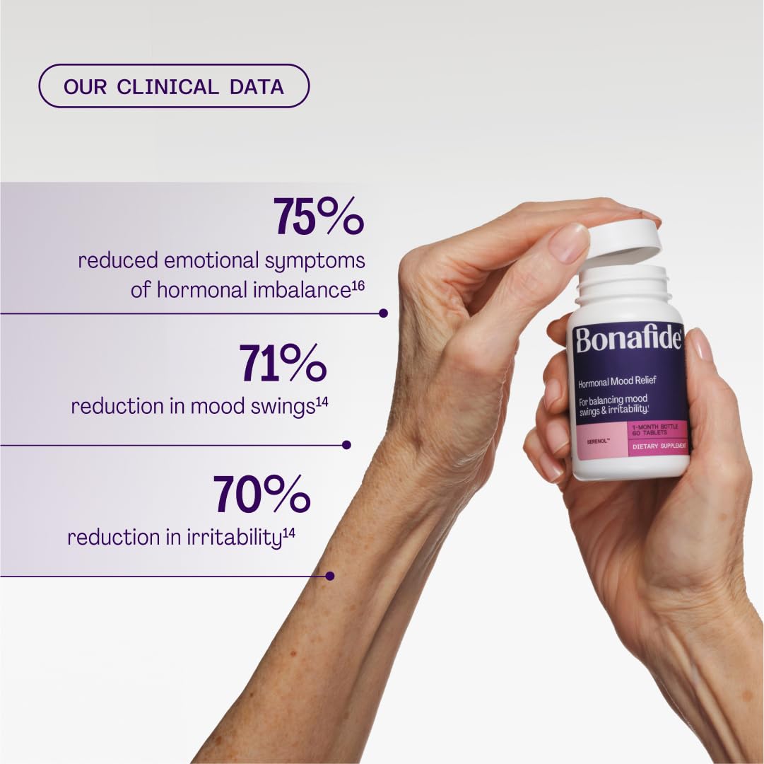 Serenol by Bonafide. Relief from Hormonal Mood Swings, Irritability, & PMS Bloating. — 3-Month Supply (180 Tablets) BonafideAu supplements