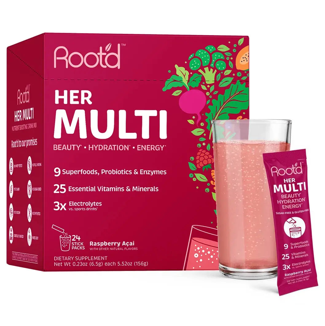 Root'd Multivitamin Powder for Women - 25 Vitamins & Minerals with 3X Electrolytes, 9 Organic Superfoods, Probiotics & Enzymes Root'dAu supplements