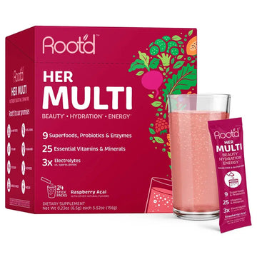 Root'd Multivitamin Powder for Women - 25 Vitamins & Minerals with 3X Electrolytes, 9 Organic Superfoods, Probiotics & Enzymes Root'dAu supplements