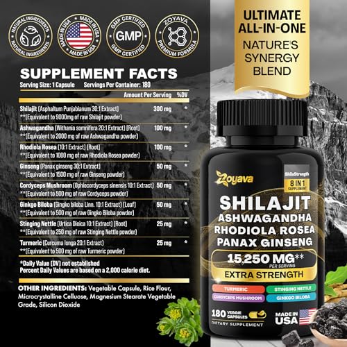 Zoyava Shilajit 9000MG Radiant Health Blend Ashwagandha 2000MG Rhodiola Rosea ZoyavaAu supplements