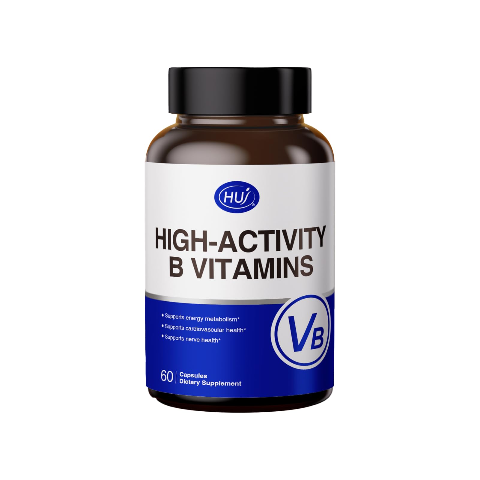 HUJ High-Activity B Vitamins - Supports Normal Energy Metabolism & Nerve System Health - Supplement with 8 B Vitamins, Inositol and D-Chiro Inositol - 60 Capsules. HUJAu supplements