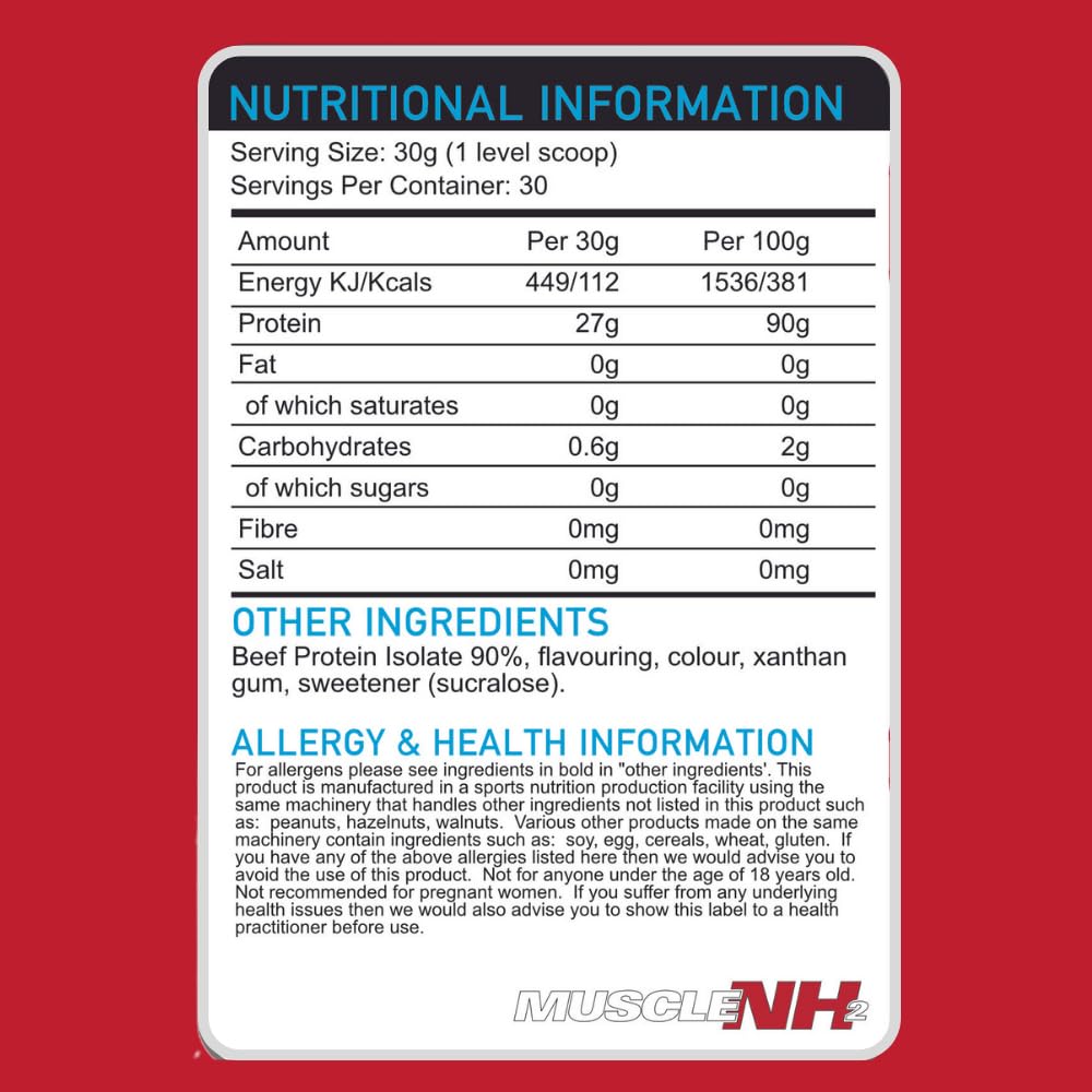 MuscleNH2 Beef Protein Isolate Powder 90%, High Protein, Low Fat, Dairy Free, Gluten Free, Soy Free MuscleNh2Au supplements