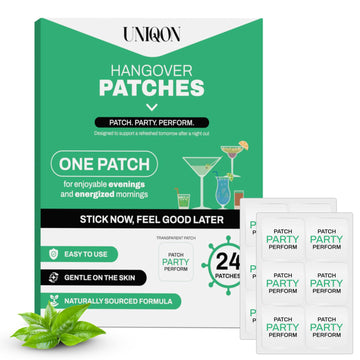 Recovery Patches 24 Pack, 100% Natural Ingredients Party Recovery Patch with Skin-Friendly & Waterproof Design, Strong Adhesive Party Patch for Secure Fit, Enhanced Morning Formula UniqonAu supplements