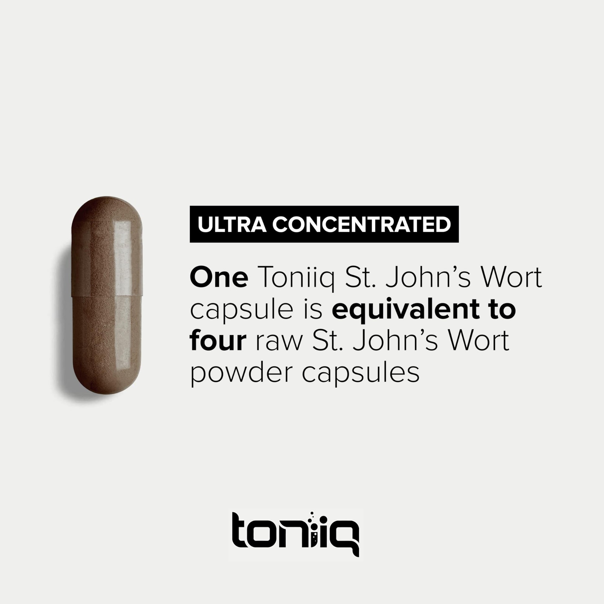 Toniiq 1,000mg Ultra High Strength St. John's Wort Capsules (Non-GMO) - 4X Concentrated Extract - 0.3% Hypericin - Highly Purified and Bioavailable - 120 Capsules ToniiqAu supplements