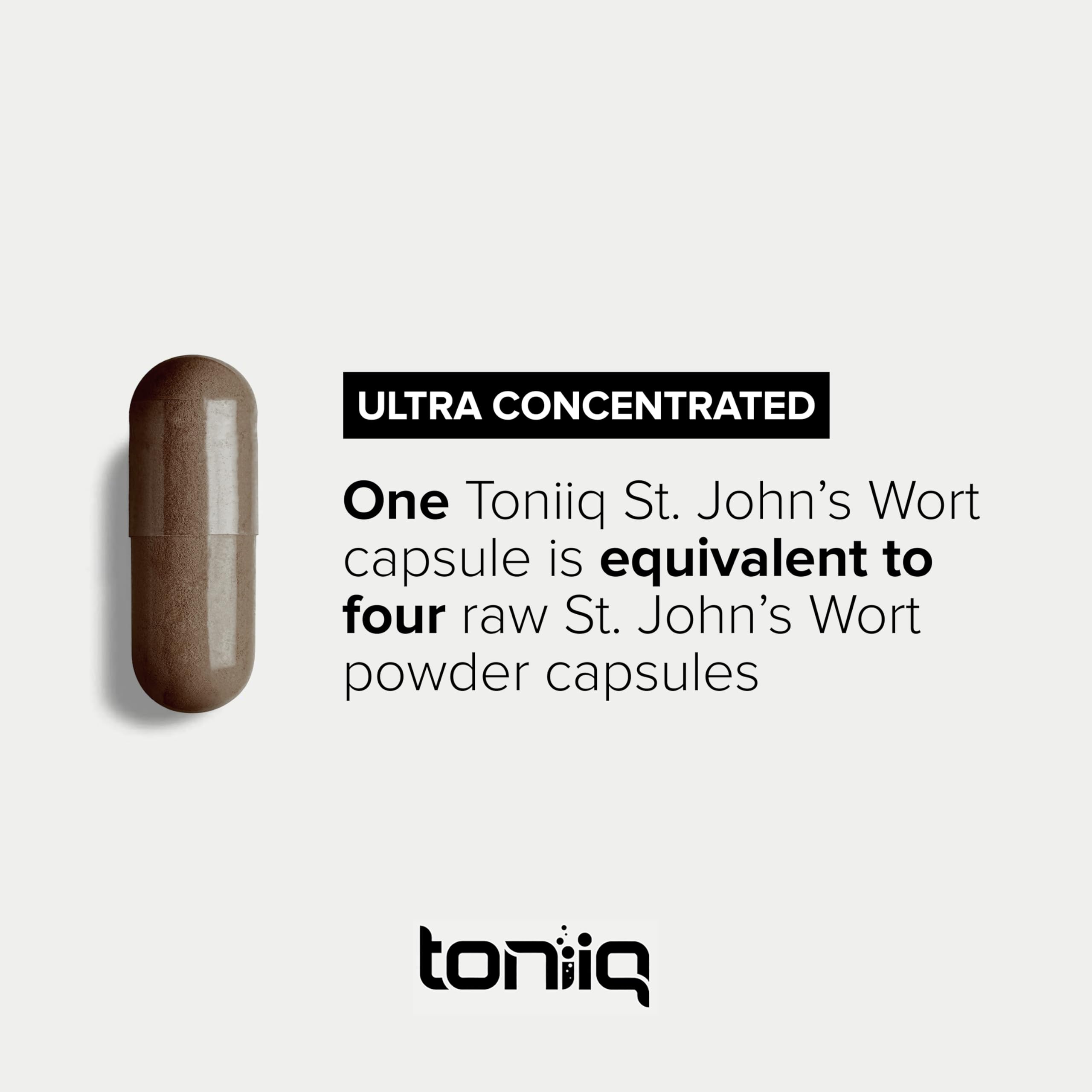Toniiq 1,000mg Ultra High Strength St. John's Wort Capsules (Non-GMO) - 4X Concentrated Extract - 0.3% Hypericin - Highly Purified and Bioavailable - 120 Capsules ToniiqAu supplements