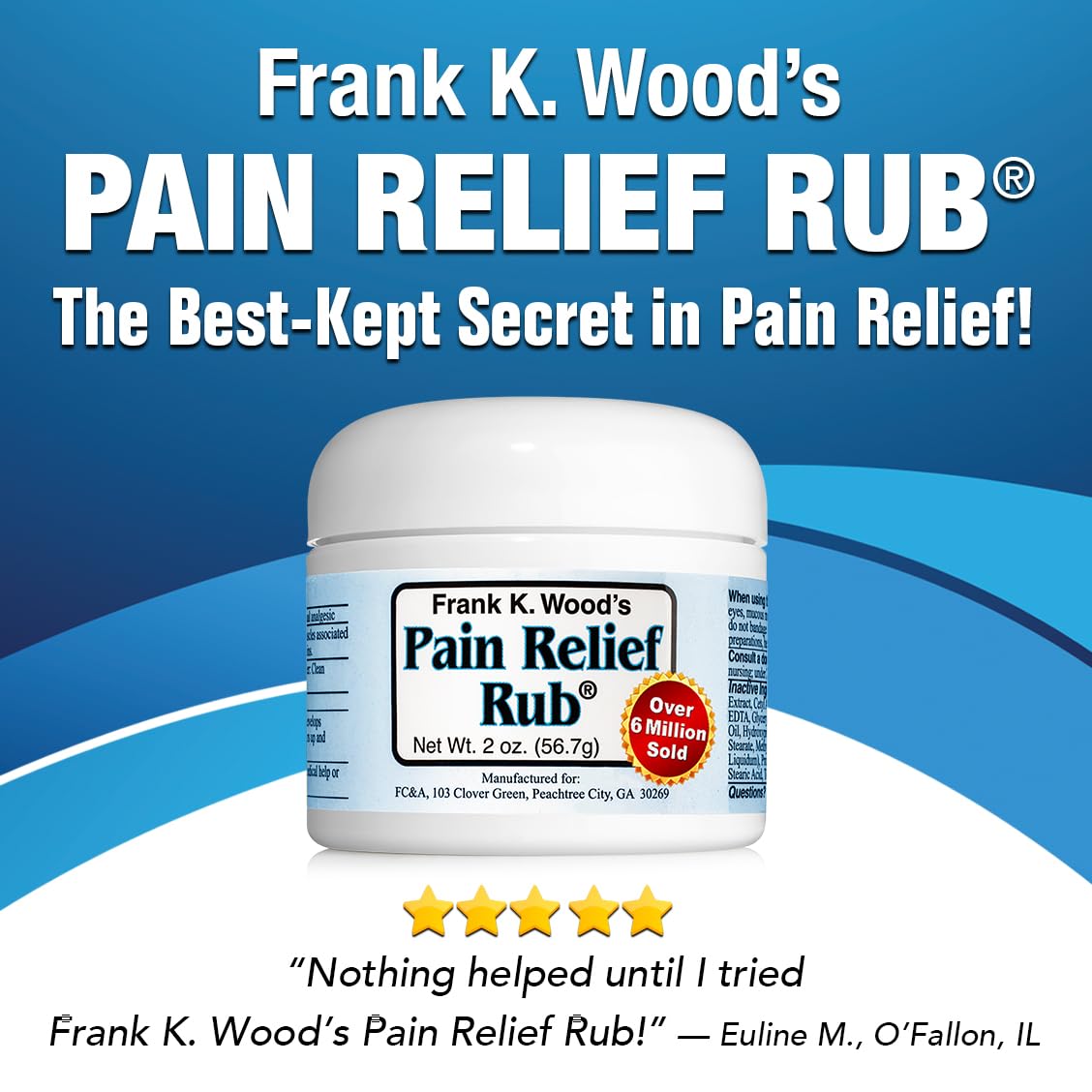 FRANK K. WOOD'S PAIN RELIEF RUB-2 oz (3 Jars) FRANK K. WOOD'S PAIN RELIEF RUBAu supplements