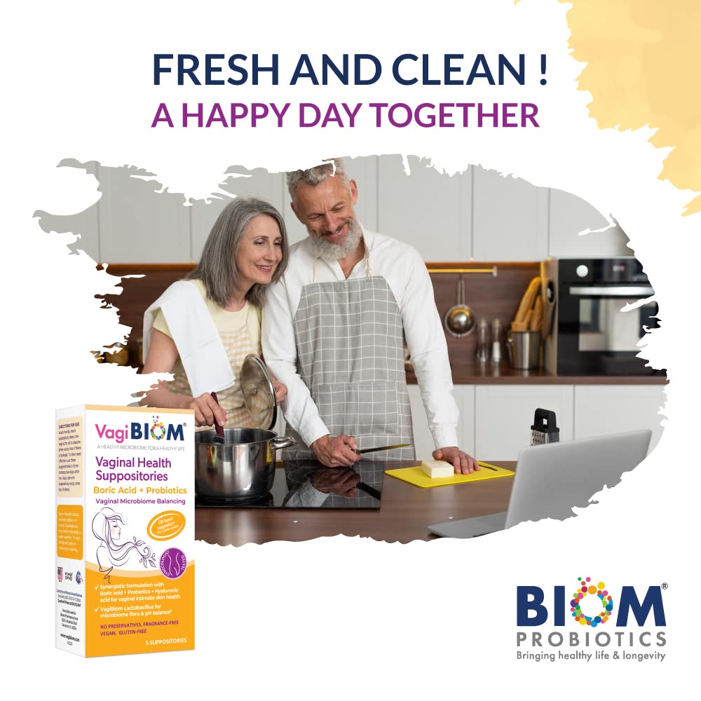 VagiBiom Boric Acid Suppositories with Lactobacillus: Microbiome Flora Balance; Balance and Nourishes VagiBiomAu supplements