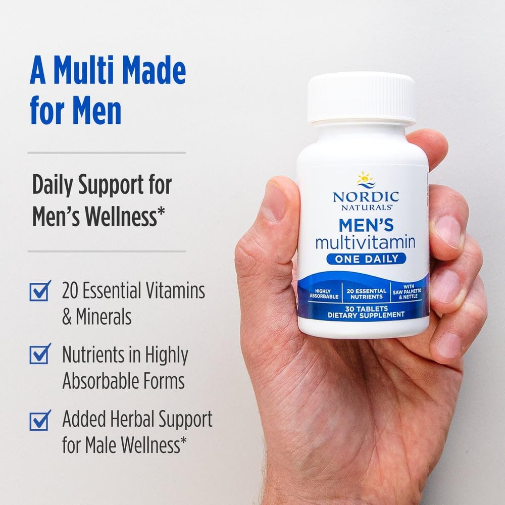 Nordic Naturals Men’s Multivitamin One Daily - Bone, Energy, & Blood-Vessel Support - Immunity Supplement - 20 Essential Nutrients - 30 Tablets - 30 Servings Nordic NaturalsAu supplements