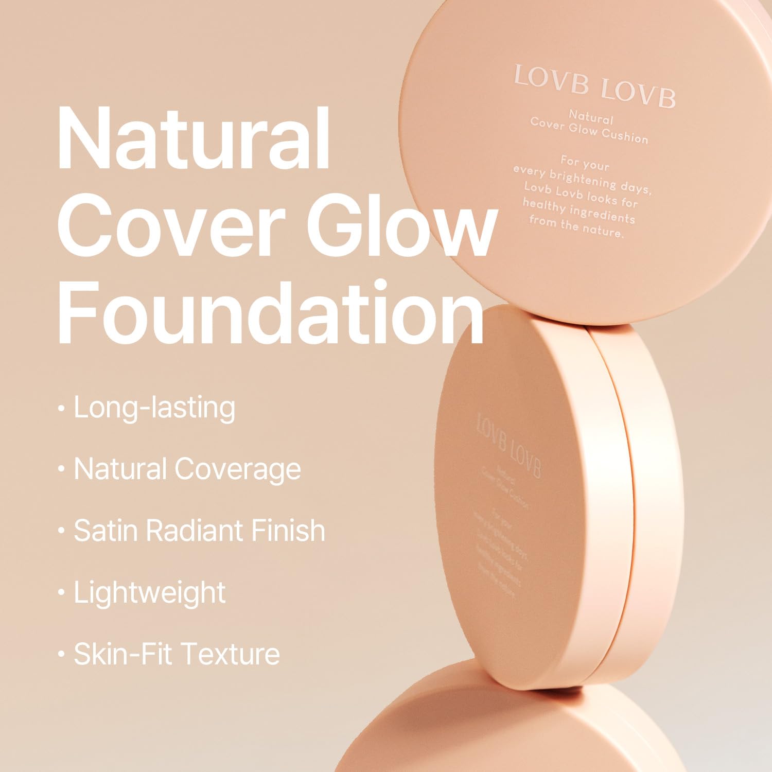 LOVB LOVB Natural Cover Glow Cushion Foundation | Satin Radiant Finish | Korean Foundation Makeup | Long-Lasting Natural Coverage | for All Skin Types 0.42 oz. (23N Natural Beige) LOVB LOVBAu supplements