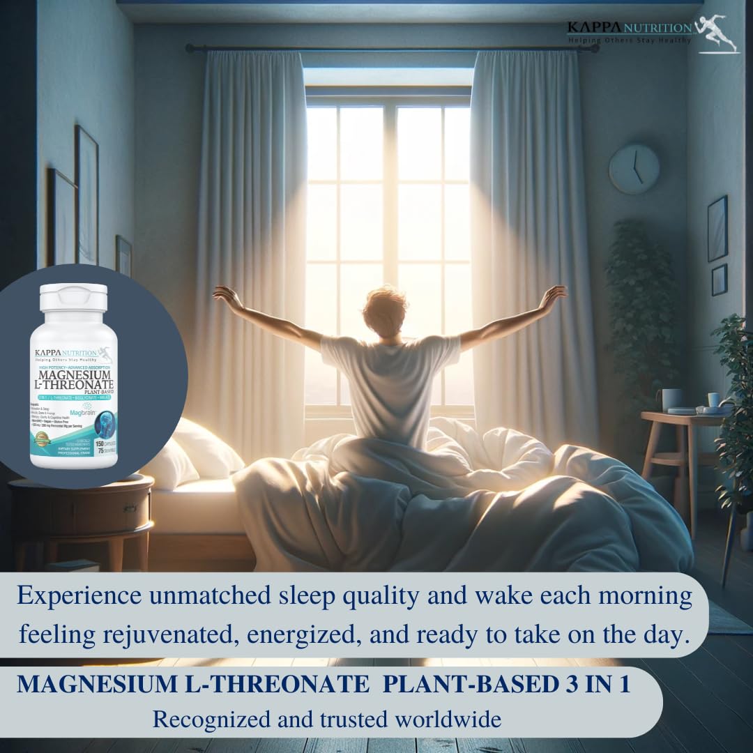 Kappa Nutrition Powered by Magbrain™ Magnesium L-Threonate Plant-Based, 150 Vegan Capsules, 420mg Elemental Magnesium (3 Capsules) from 2,253mg, Brain, Sleep & Muscle Support. KAPPA NUTRITIONAu supplements