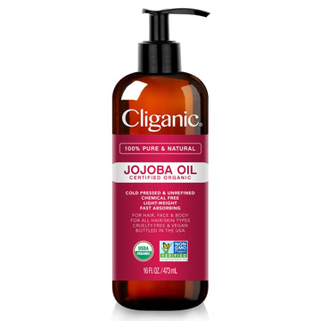 Cliganic USDA Organic Jojoba Oil 16oz with Pump, 100% Pure | Bulk, Moisturizing Oil CliganicAu supplements