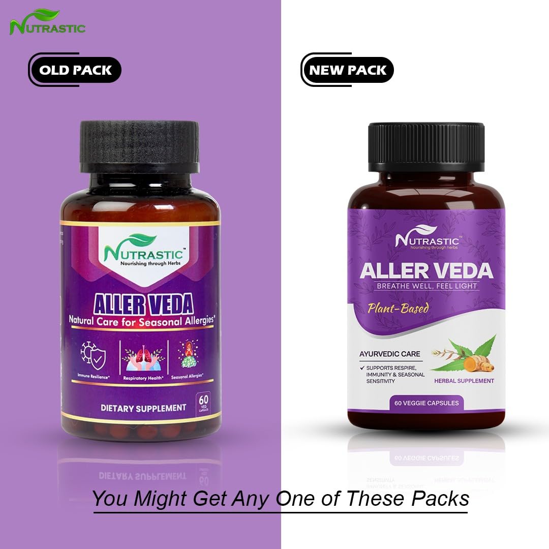 Nutrastic Aller Veda Respiratory Wellness Supplement with Pure Tulsi, Amla, Turmeric, and Neem | Natural Support for Healthy Breathing | 60 Caps NutrasticAu supplements