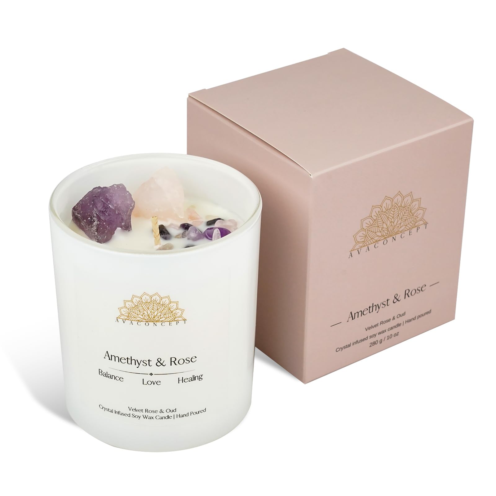 Ava Concept Scented Crystal Candle 10 oz jar Candle (Velvet Rose & Oud) ava conceptAu supplements