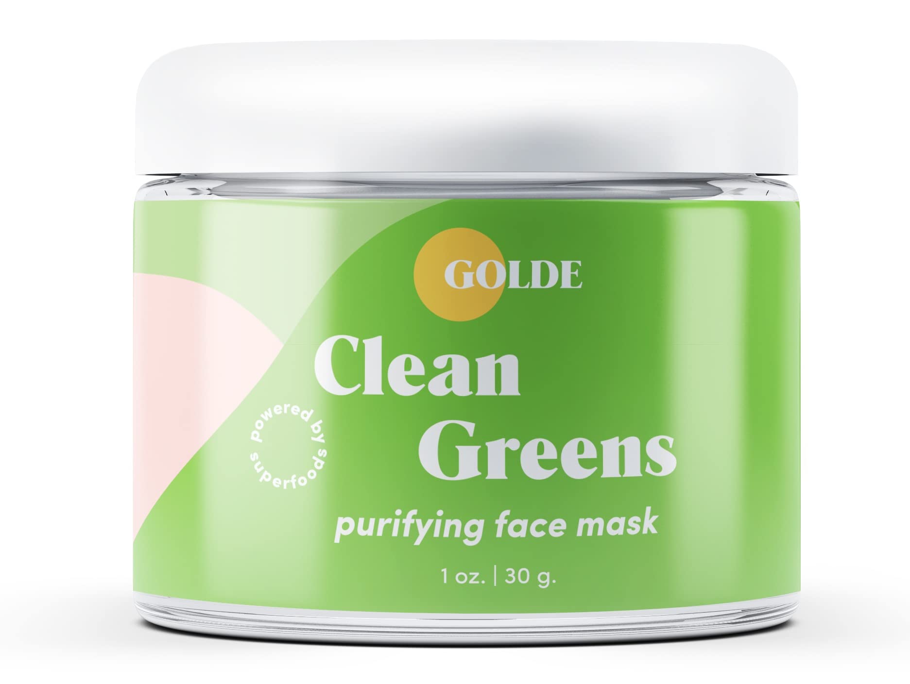 GOLDE - Clean Greens Superfood Face Mask - Made w/Chlorella & Spirulina - Great for Acne Prone, Oily & Dry Skin, Hydrating - Gentle Cleanser - Vegan - Aluminum-Free - 30g Jar GOLDEAu supplements